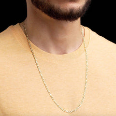 Real 14k Yellow Gold 3mm Figaro Link Chain Necklace Size 16"-24