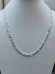Real 925 Sterling Silver Mens Boys 5.5mm Figaro Solid Chain Necklace 925 Italy