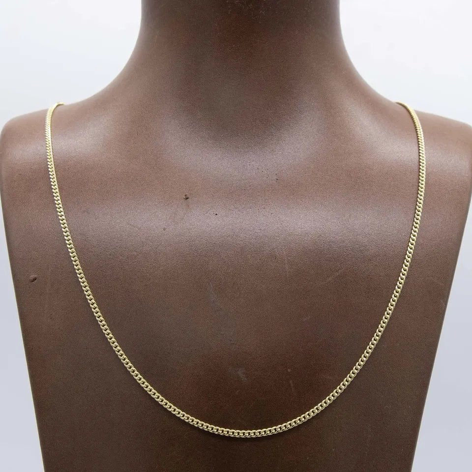 Real 14K Yellow Gold  2mm Miami Cuban Link Chain Necklace All Sizes


