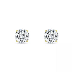 925 STERLING SILVER 14K GOLD PLATED ROUND CUBIC ZIRCONIA SCREW BACK EARRINGS