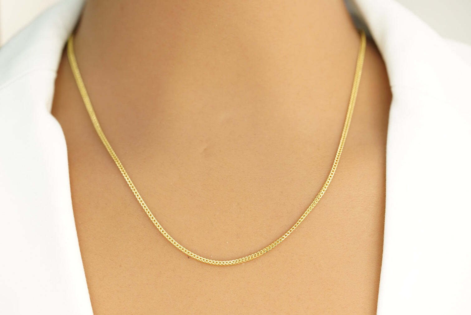 Solid 14k Yellow Gold 1.5mm Franco Chain Necklace 16''-24'', Genuine 14k , Women