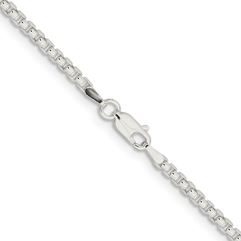Solid 925 Sterling Silver Italian 2.2mm Venetian Round Box Chain Necklace Italy