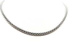 Solid 925 Sterling Silver Italian 3mm Popcorn Chain Necklace