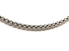 Solid 925 Sterling Silver Italian 3mm Popcorn Chain Necklace