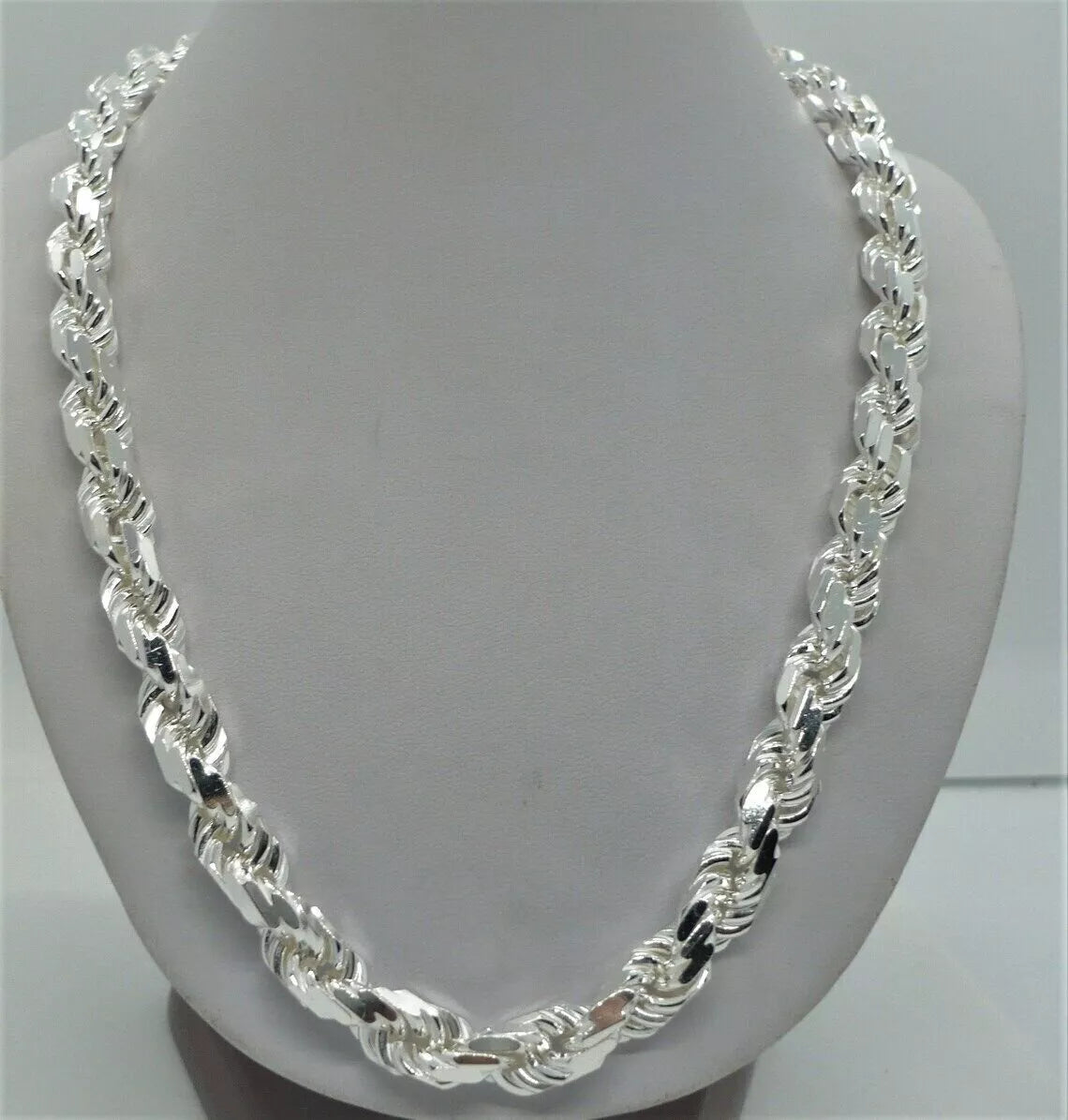 Italy Rope Chain Solid 925 Sterling Silver Italian Rope Chain Mens Necklace 9mm - Diamo ...