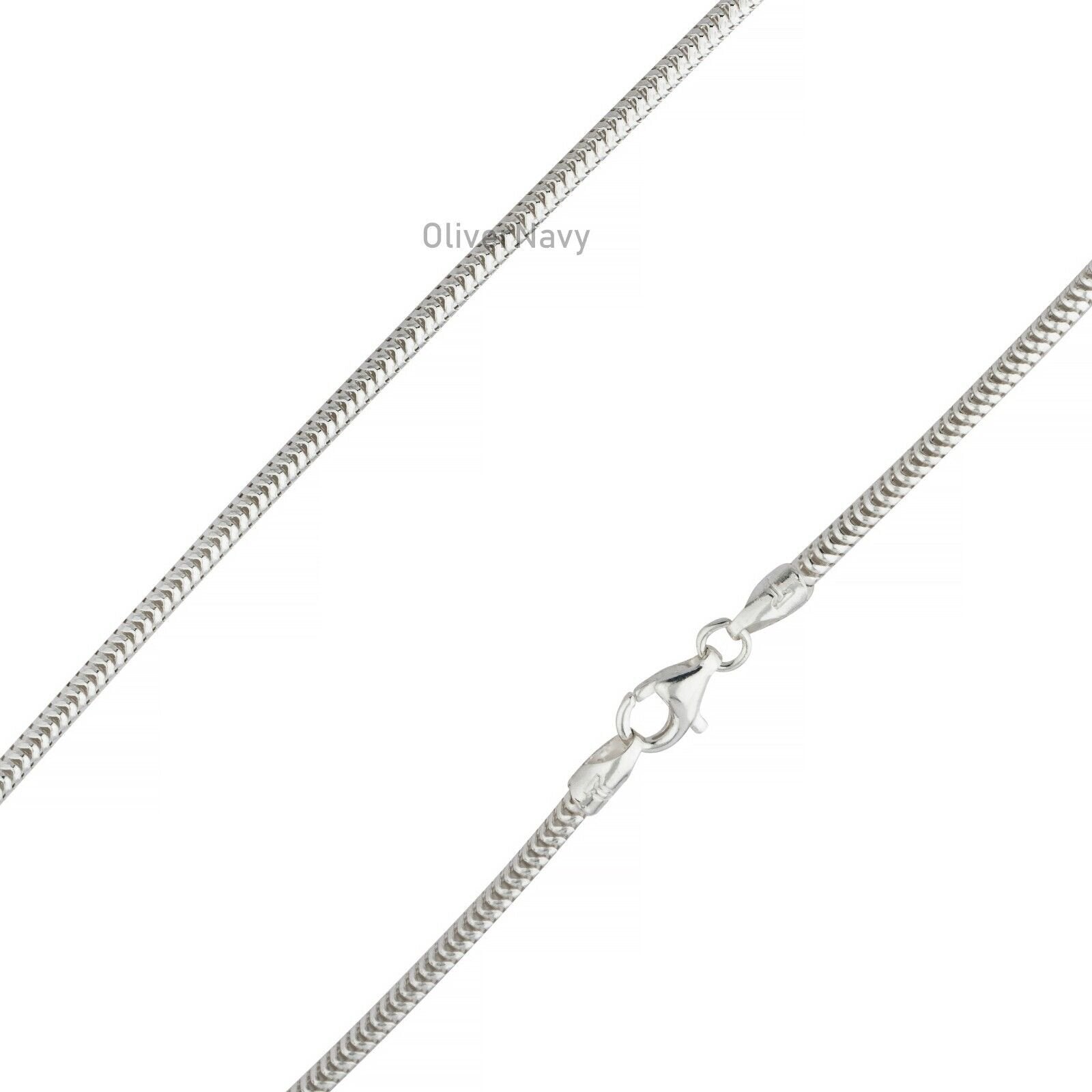 Solid Sterling Silver Italian SNAKE Chain Necklace Real 925 2mm - Round Snake