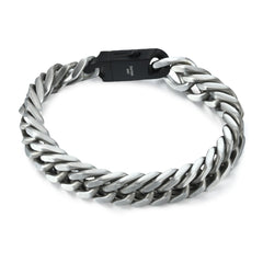 Stainless Steel 12mm Cuban Curb Chain With Black IP Clasp Men's 8.5''