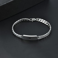 Stainless Steel 5mm Flat Cuban Curb Bar Bracelet ID, Men's 8.5"