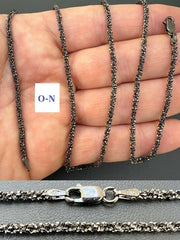 Sterling Silver Black Rhodium 2mm Sparkle Margarita Twisted Rock Chain