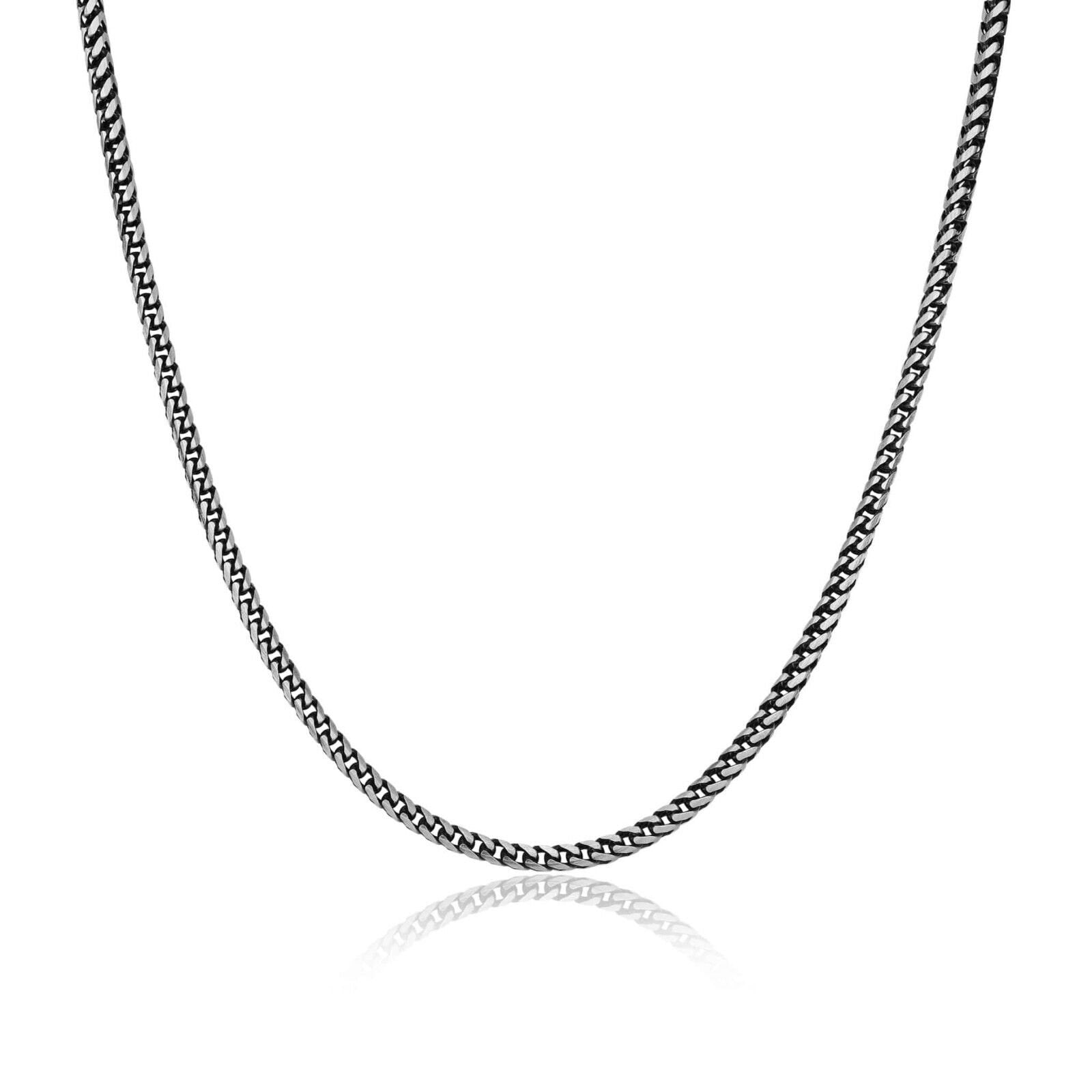 Sterling Silver Italian Solid Franco Foxtail Necklace Bracelet Gunmetal