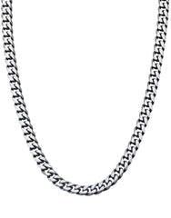 Sterling Silver Italian Solid Miami Cuban Curb Link Chain 7.5mm, Gunmetal
