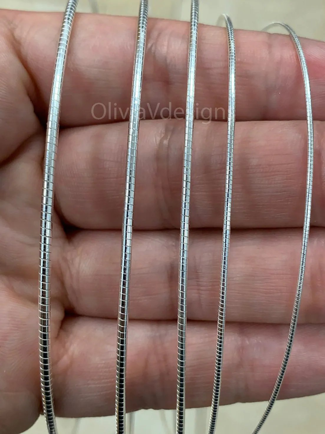 Sterling Silver Round Omega Necklace, Flex Layering Chain, 1mm 1.2mm 1.5mm 1.8mm 2mm, Silver Round Omega Chain, Italian 16'' 18'' 20''