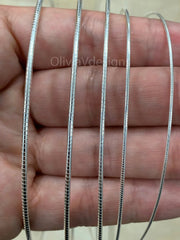 Sterling Silver Round Omega Necklace, Flex Layering Chain, 1mm 1.2mm 1.5mm 1.8mm 2mm, Silver Round Omega Chain, Italian 16'' 18'' 20''
