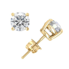 1/2ct TW Natural Round Diamond Solitaire Stud Earrings 14K Yellow Gold NEW