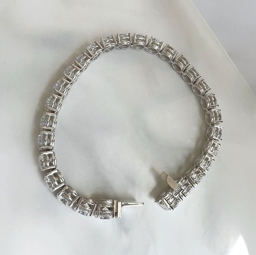 28Ct TW Round Diamond 7.5" Tennis Bracelet 14k White Gold Lab Grown (DE/VS)