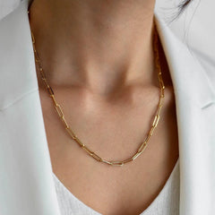 14K Yellow Gold 3mm Paperclip Link Chain Necklace, Elongated, 16'' 18'' 20''