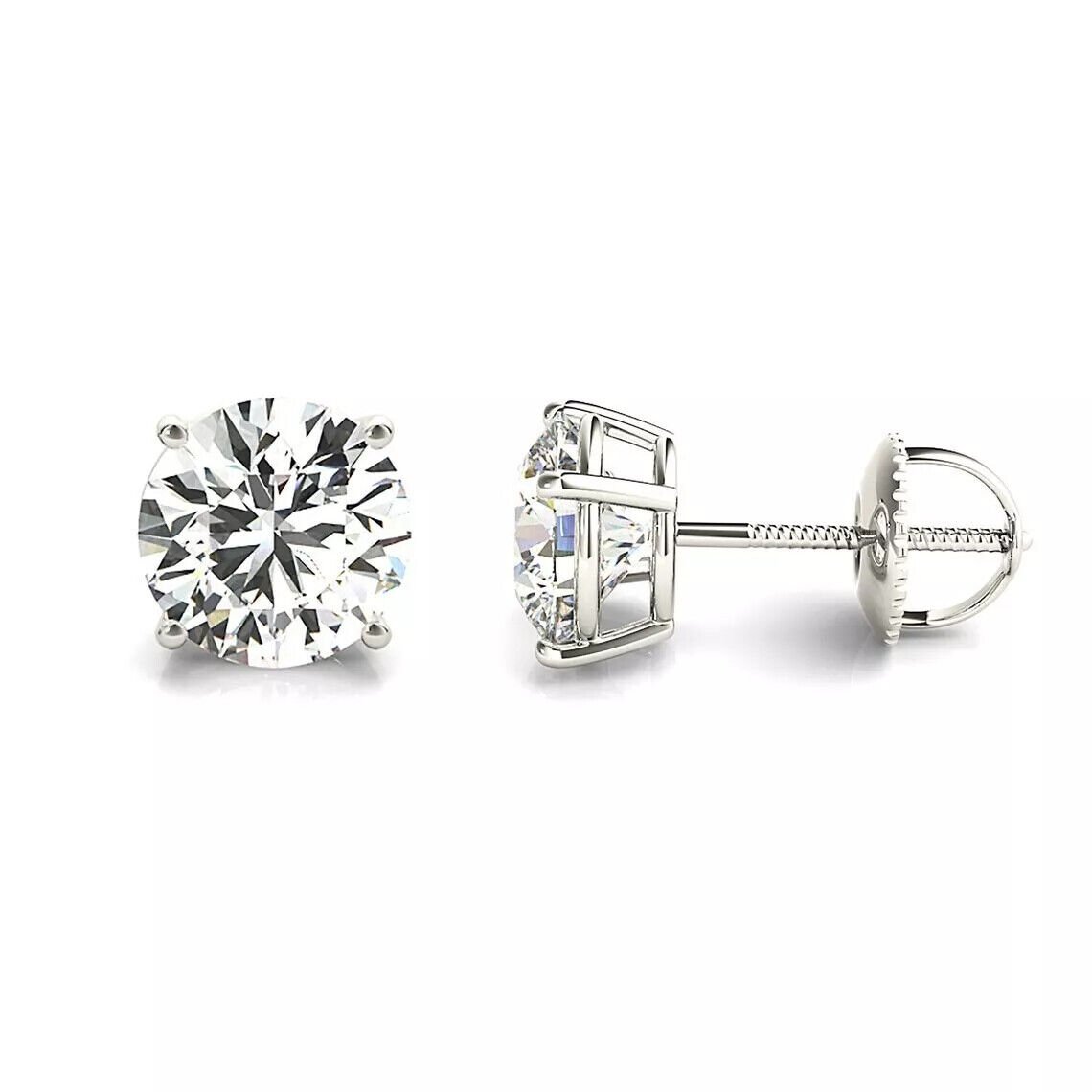 IGI Diamond Stud Earrings 1 - 3 Carat Lab Grown Solitaire D/E VS - 14k Gold