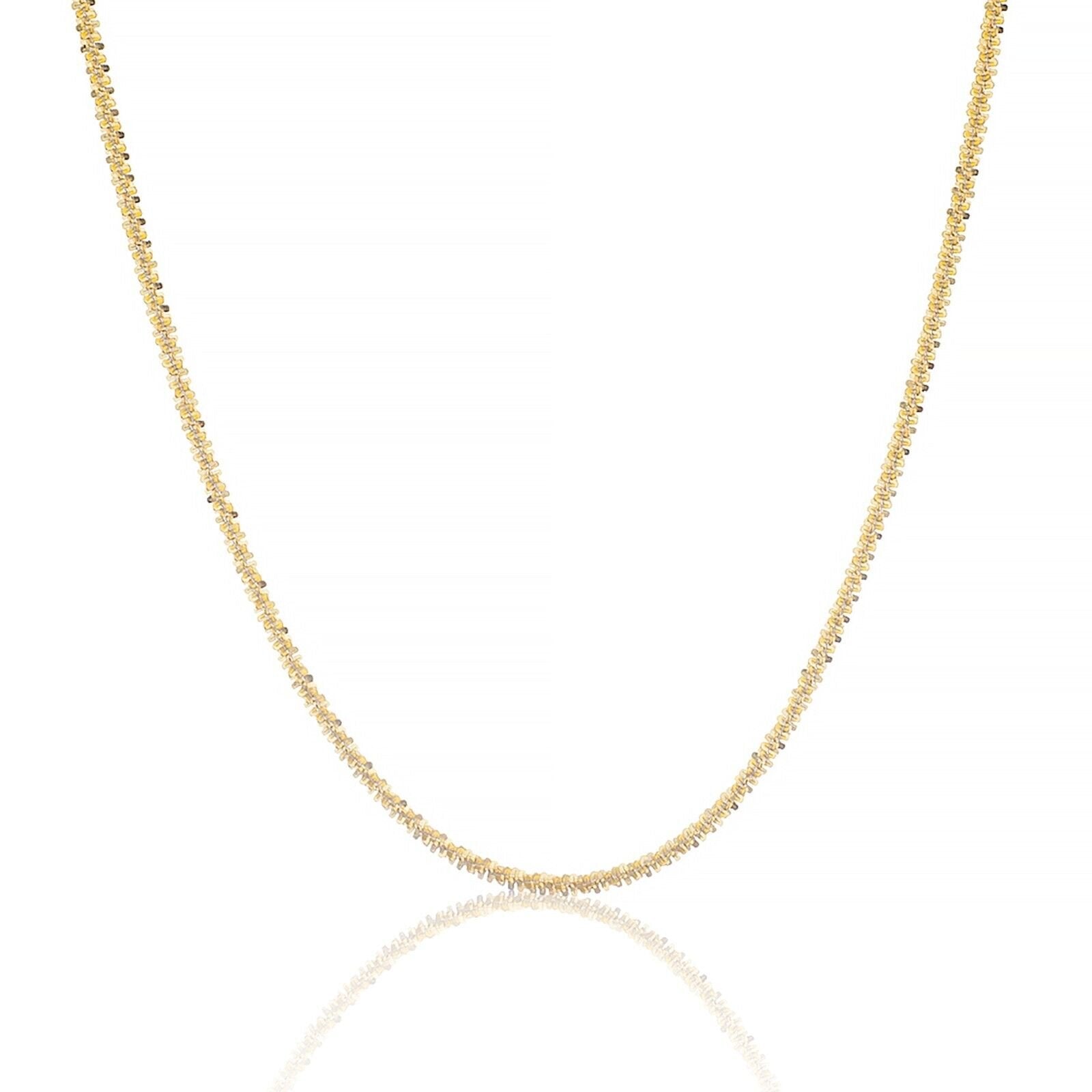 14k Gold Plated 925 Sterling Silver Twisted Rock Sparkle Chain 2.5mm 3mm 3.5mm