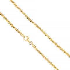 14k Gold Plated 925 Sterling Silver Twisted Rock Sparkle Chain 2.5mm 3mm 3.5mm