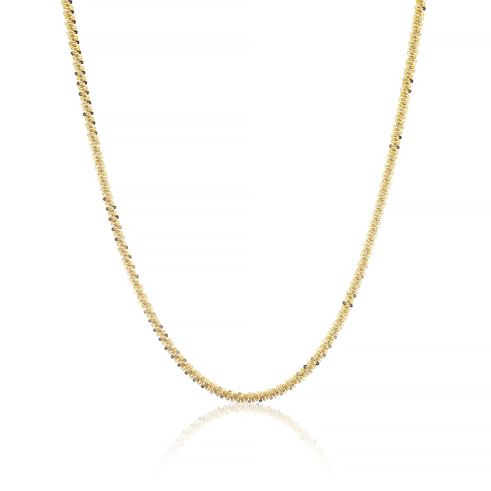14k Gold Plated 925 Sterling Silver Twisted Rock Sparkle Chain 2.5mm 3mm 3.5mm