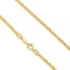 14k Gold Plated 925 Sterling Silver Twisted Rock Sparkle Chain 2.5mm 3mm 3.5mm