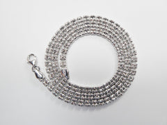 4mm Rhodium Diamond-Cut Ice Link Chain Sterling Silver 925 Italy All Sizes 2-LINE