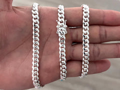 925 Sterling Silver Miami Cuban Link Chain Or Bracelet Solid Box Lock 6mm - Italy