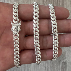 925 Sterling Silver Miami Cuban Link Chain Or Bracelet Solid Box Lock 6mm - Italy