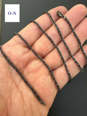 925 Sterling Silver Black Rhodium 3mm Sparkle Margarita Twisted Rock Chain