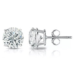 5.00 Ct G VS1 Round Cut Lab Grown Diamond Stud Earrings 14k Gold Push Backs