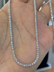 7.30 Ct Lab-Grown D VS Diamond Set Women Tennis Necklace In 14k White Gold 18''