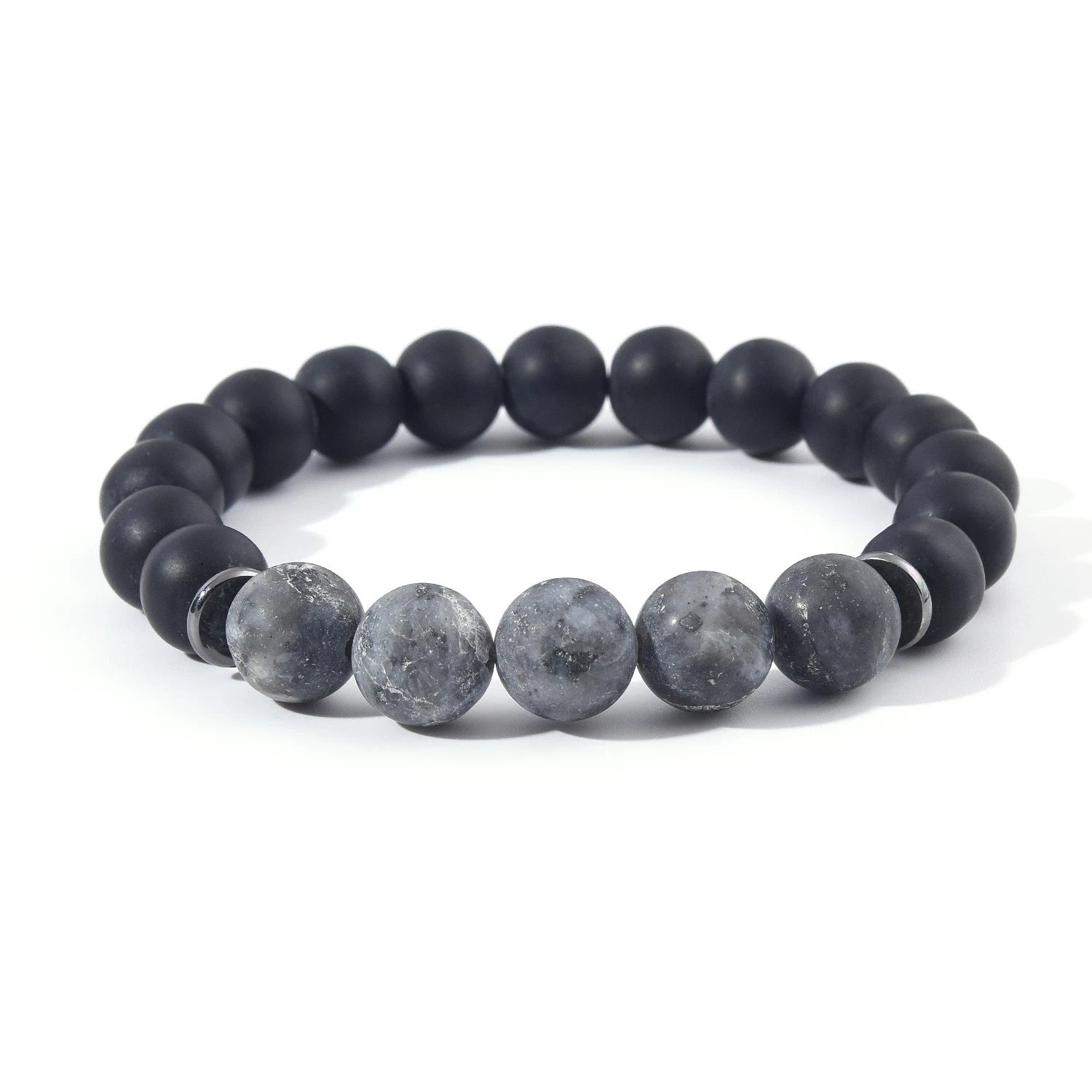 Stainless Steel Genuine Matte Black Onyx Natural 10mm Stone Bracelet Men Jewelry
