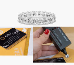 Real Moissanite Eternity Band Wedding Ring Pass Diamond Tester 925 Silver 5 CTW