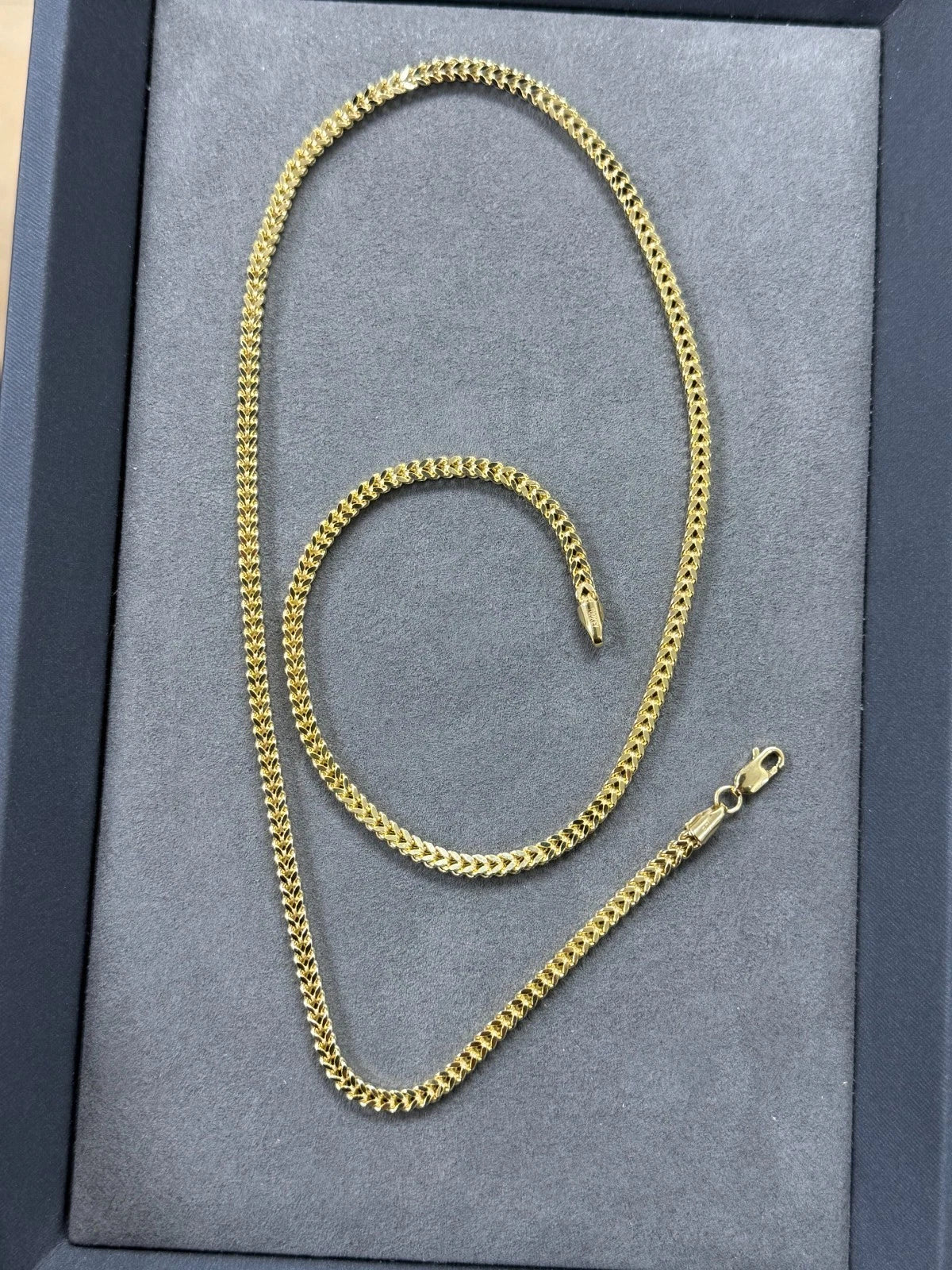 10K Yellow Gold Square Franco Wheat Chain Necklace
