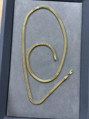 10K Yellow Gold Square Franco Wheat Chain Necklace