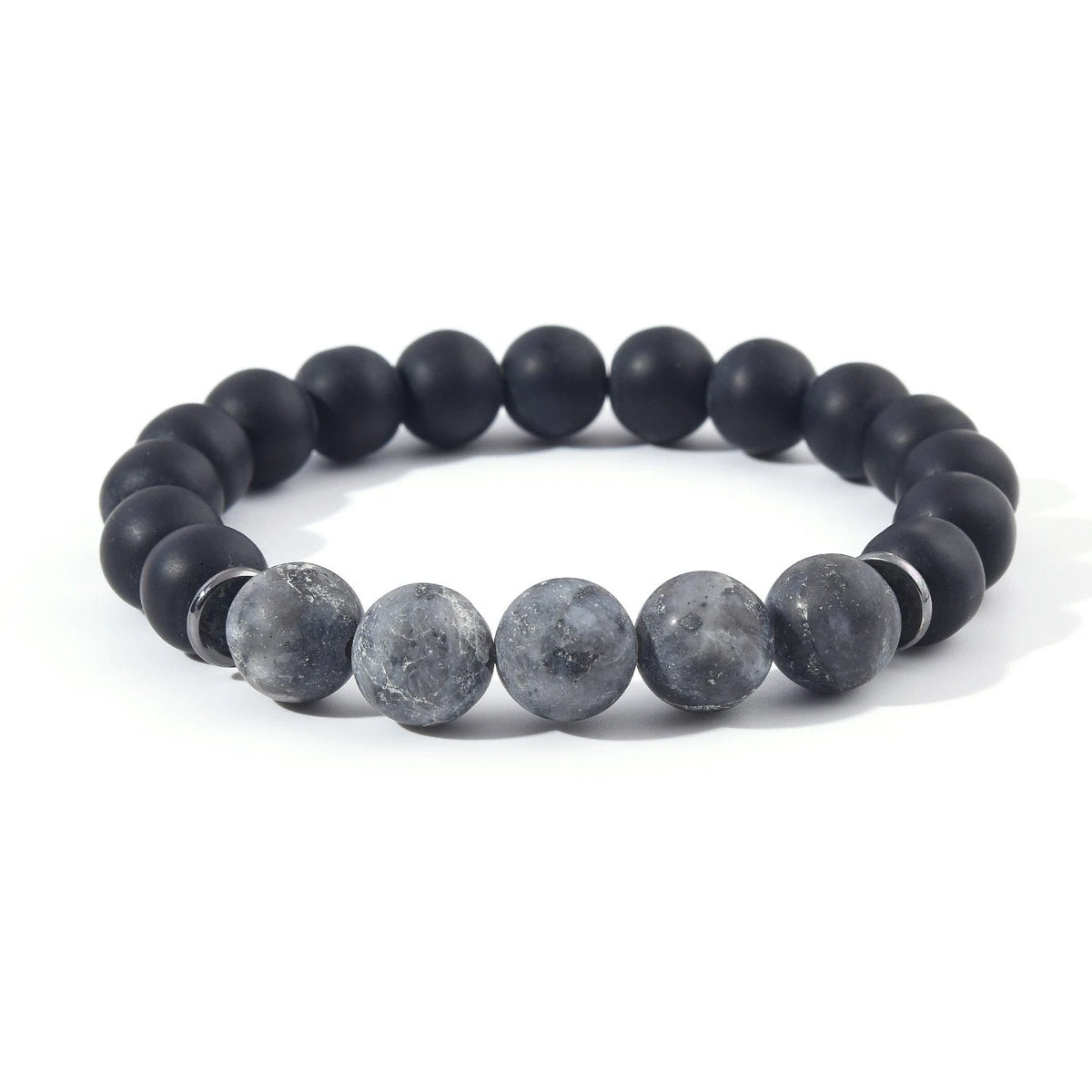 Stainless Steel Genuine Matte Black Onyx Natural 10mm Stone Bracelet Men Jewelry

