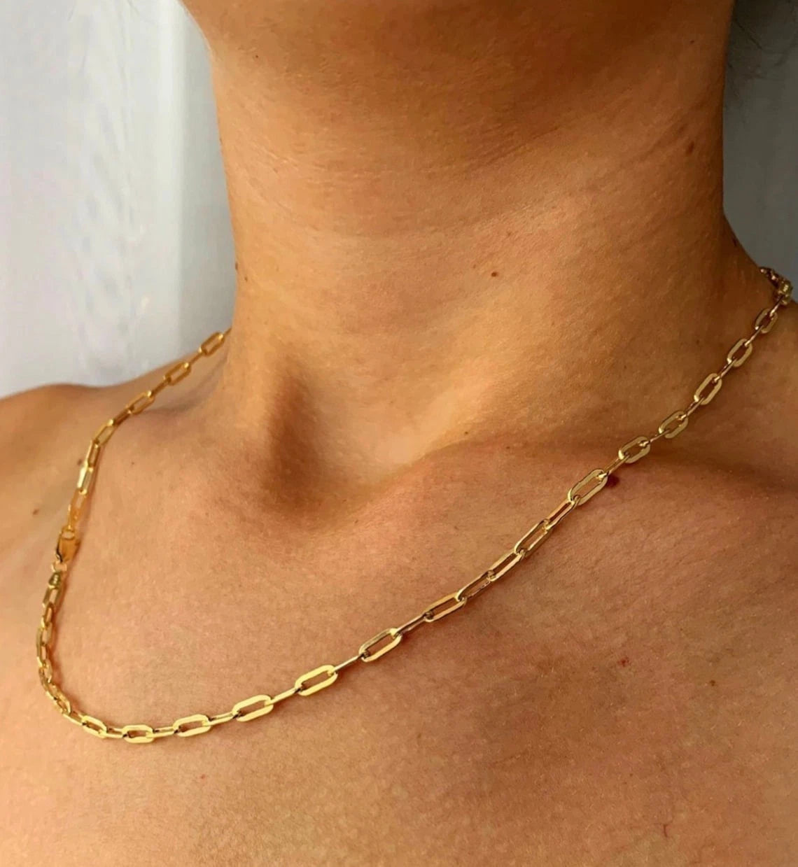 10K Yellow Gold Paperclip Chain Necklace