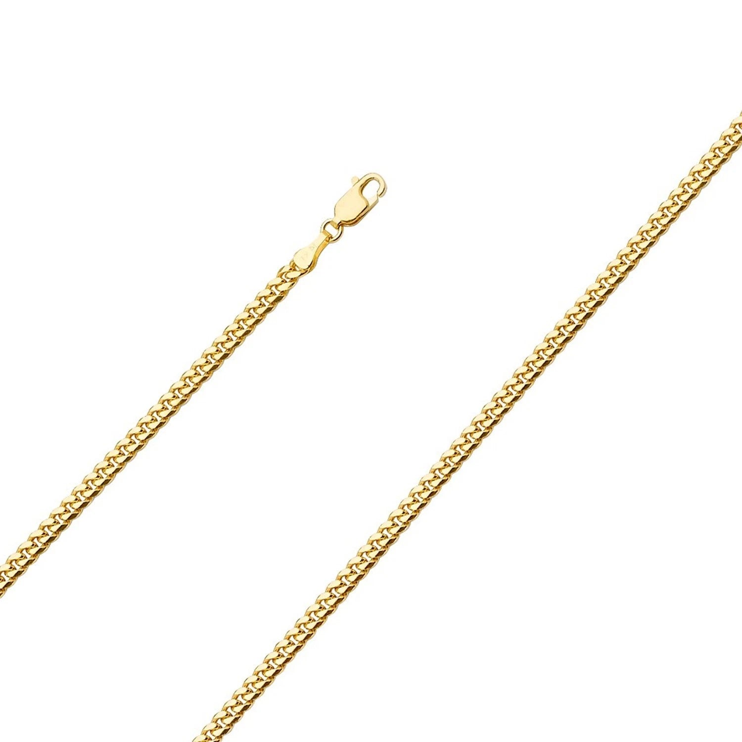 Solid 14K Yellow Gold Miami Cuban Link Chain Necklace