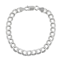 925 Sterling Silver Double Link Charm Bracelet or Anklet 