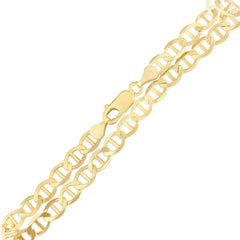 14K Yellow Gold Mariner Anchor Flat Link Chain 3.4mm Necklace 24'' Inch Italian