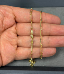 Solid 14K Yellow Gold Paperclip Link Chain Necklace