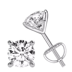 14K Gold Lab Grown Round Diamond Stud Earrings 