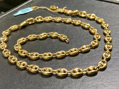 10K Yellow Gold Puffed Mariner Chain Necklace