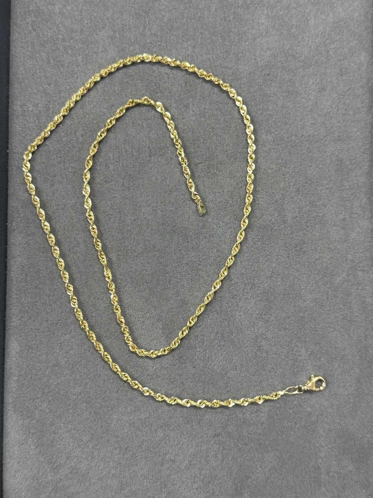 Solid 14K Yellow Gold Diamond-Cut Rope Chain Necklace