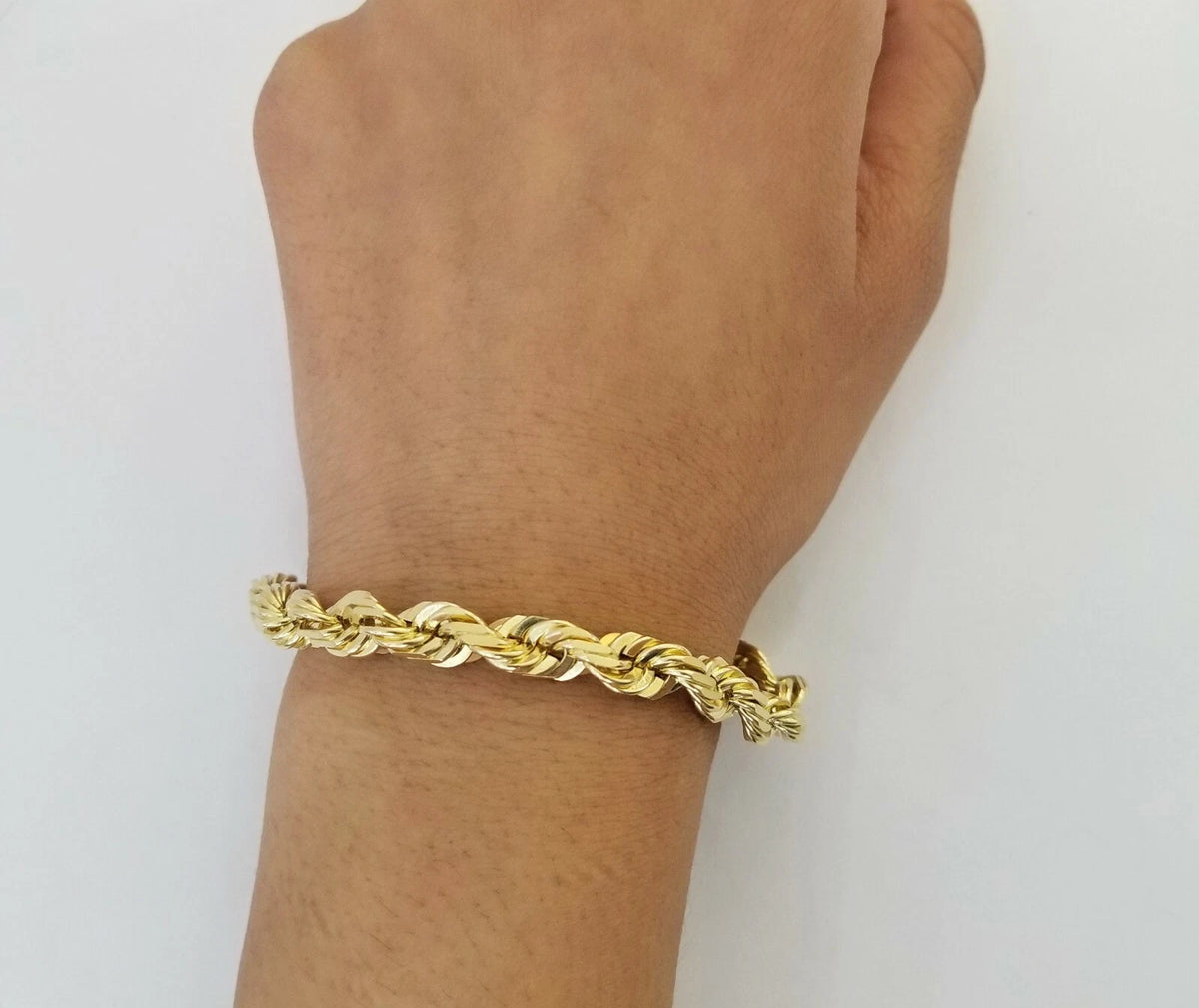 Solid 10K Yellow Gold Rope Bracelet 