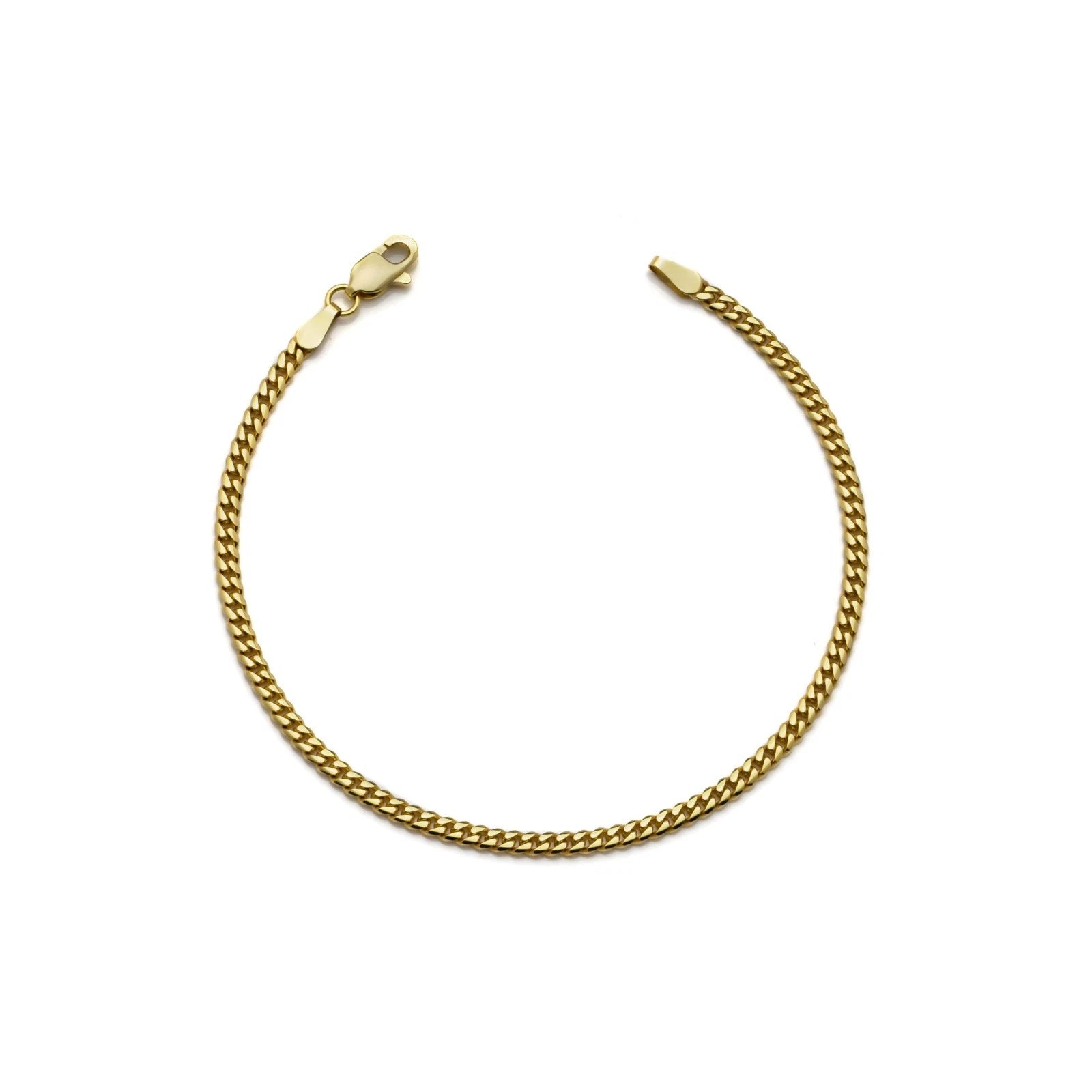 14K Yellow Gold 2mm Miami Cuban Link Chain Bracelet Mens Womens 7.50''