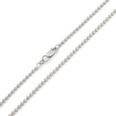 14K White Gold 2.00mm Moon Cut Bead Chain Necklace UNISEX Chain REAL GOLD 18''
