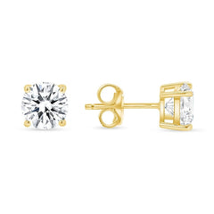14K Yellow Gold Lab Grown Round Diamond Stud Earrings