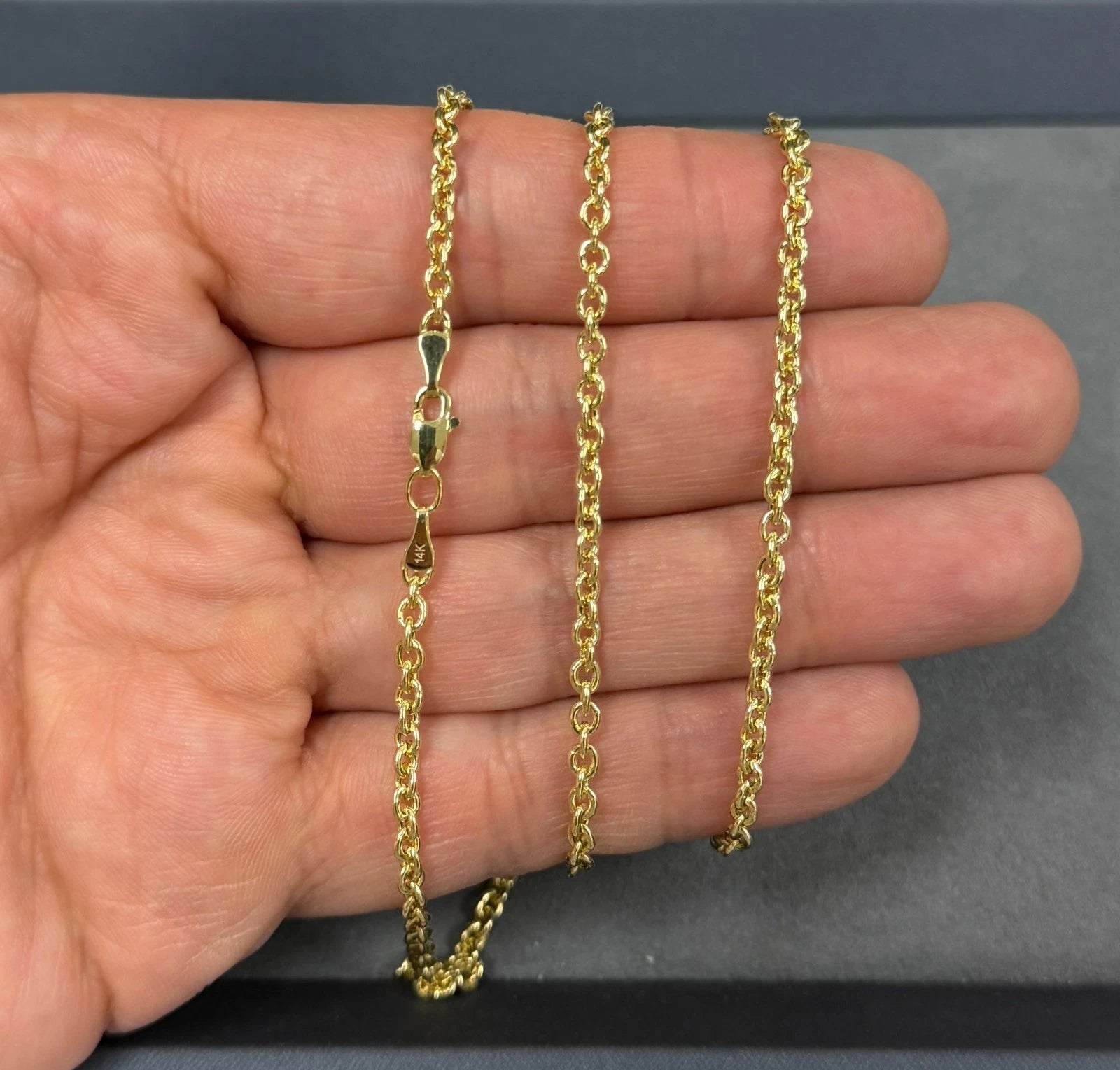 Solid 14K Yellow Gold Anchor Link Chain Necklace 