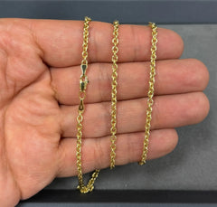 Solid 14K Yellow Gold Anchor Link Chain Necklace 